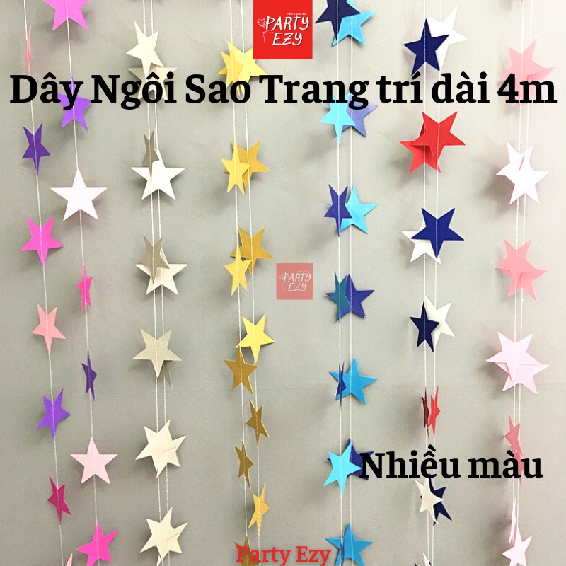 DÂY NGÔI SAO TRANG TRÍ DÀI 4M NHIỀU MÀU-PHỤ KIỆN TRANG TRÍ