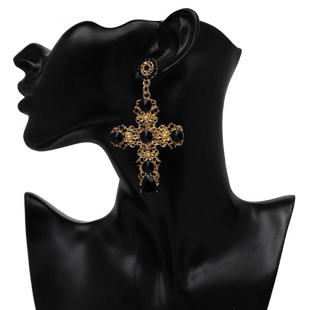 Bông Tai Thánh Giá Đính Kim Cương Giả