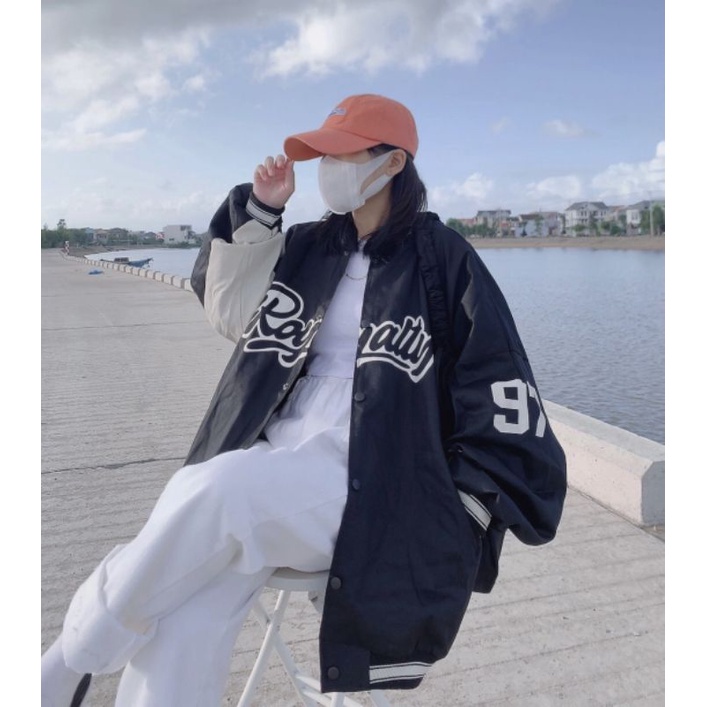 Áo khoác bomber jacket dù Royalty 97 form rộng nam nữ