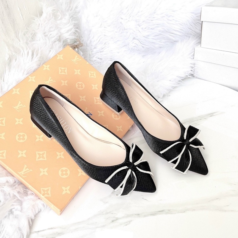 GIÀY BÚP BÊ LỤA PHỐI NƠ CAO CẤP