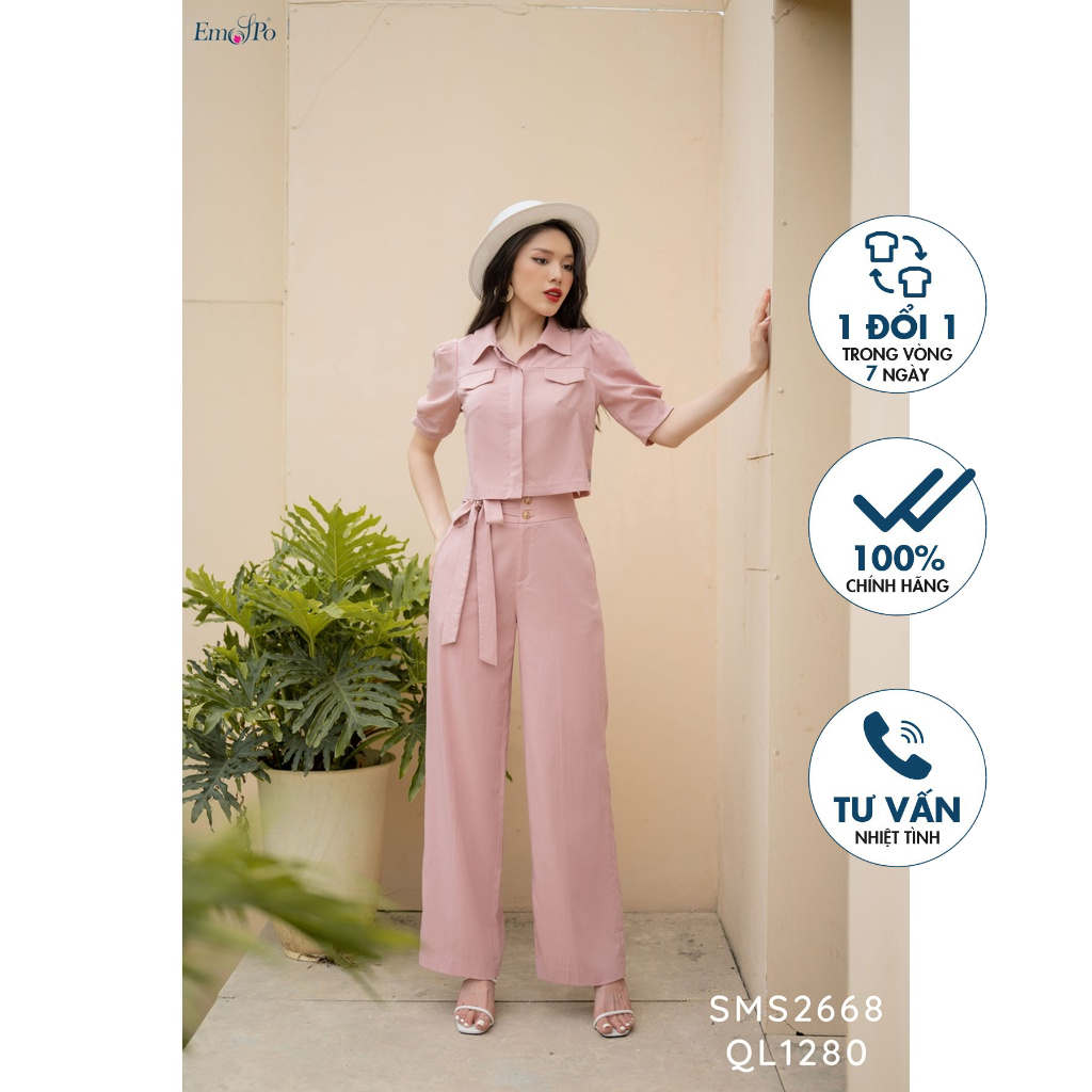 Quần suông, cạp thắt nơ lệch 1 bên EMSPO QL1280