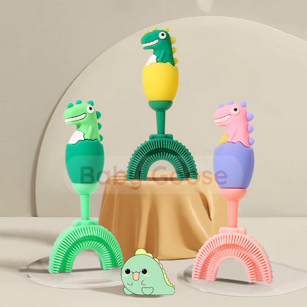 Bàn chải đánh răng chữ U Silicone siêu mềm Baby Goose, chịu được lực cắn, cho bé từ 1,5 tuổi.