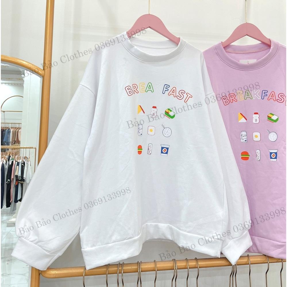 Áo Nỉ Sweater Nam Nữ  Form Rộng Breakpast Vải Dày Mịn Thoáng Mát Thiết Kế Thời Trang Kiểu Dáng Năng Động