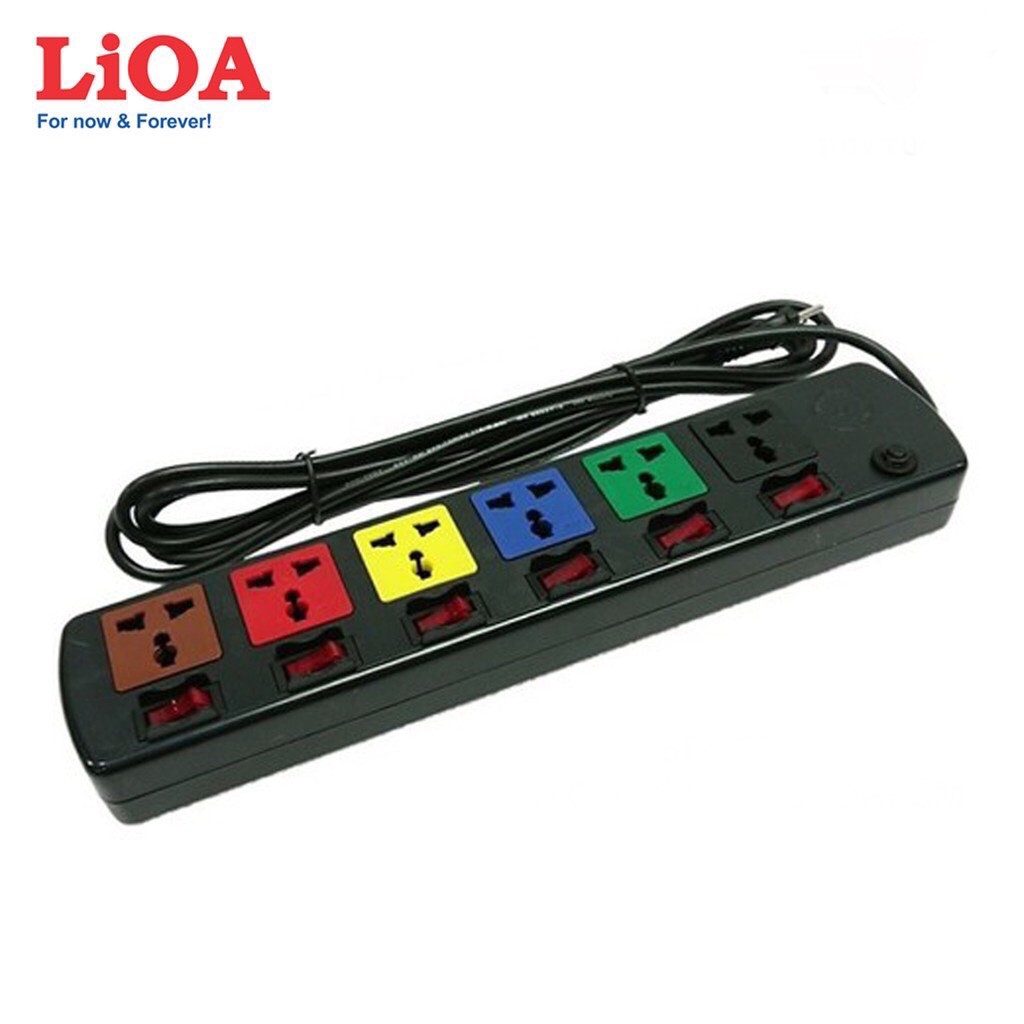 Ổ cắm điện 3 chấu đa năng LIOA 6 ổ cắm 6 công tắc công suất 2000 watt dây dài 3 mét 6DOF32N FREESHIP