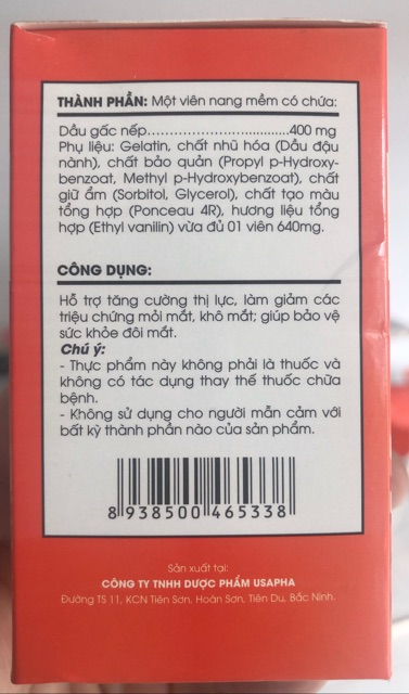 Dầu gấc Tuệ Linh - Dầu gấc nếp nguyên chất - 60 viên