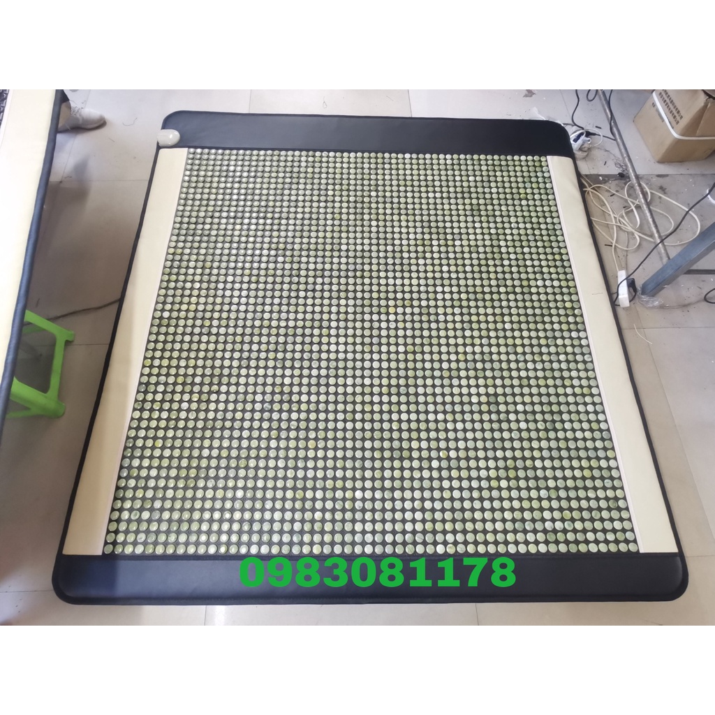 Thảm đá nóng hàn quốc 1,6mx1,9m đá màu ngọc bích , tặng gối, tặng máy massage