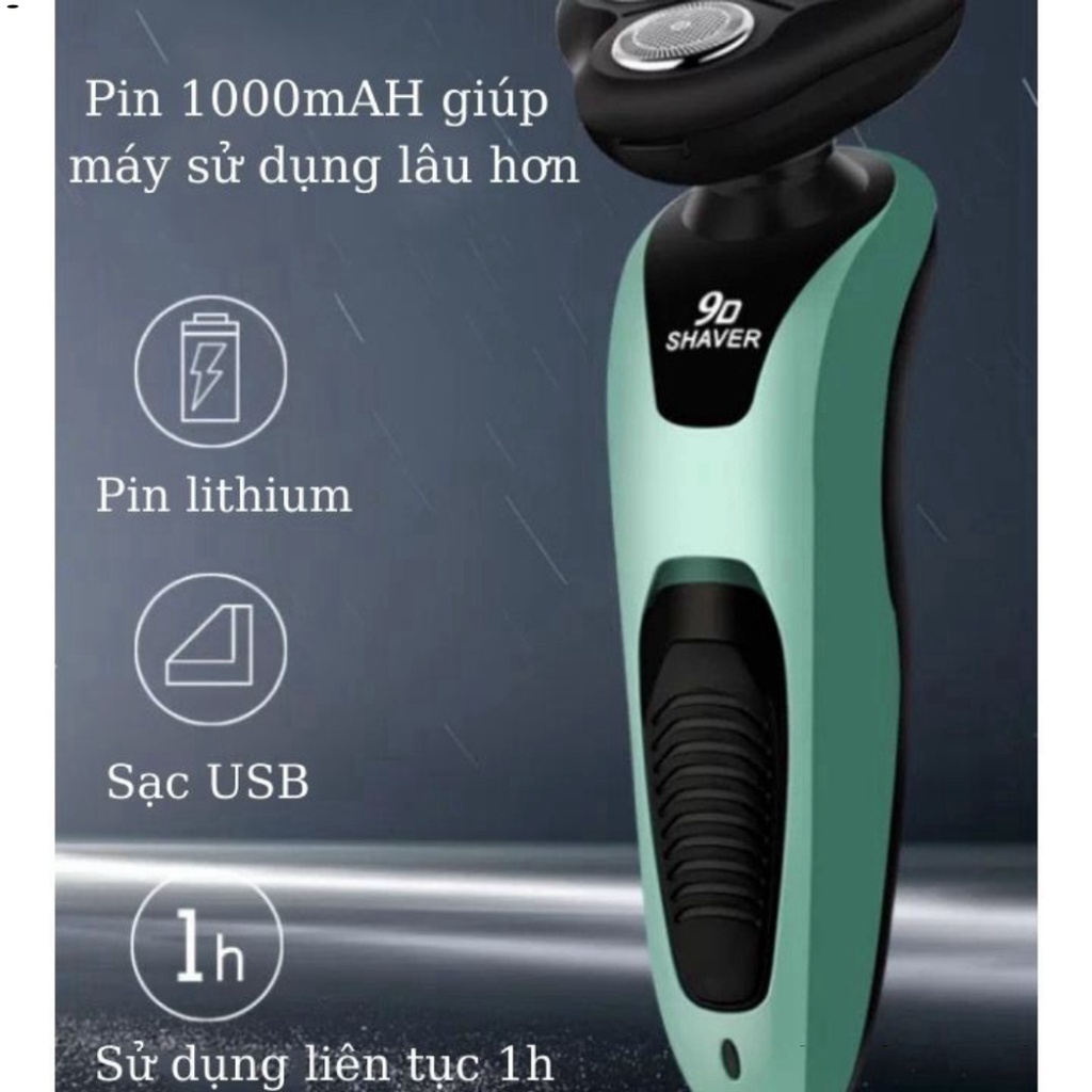 Máy cạo râu, máy cạo râu đa năng nam khô 3 lưỡi cạo siêu sạch SHAVER 9D