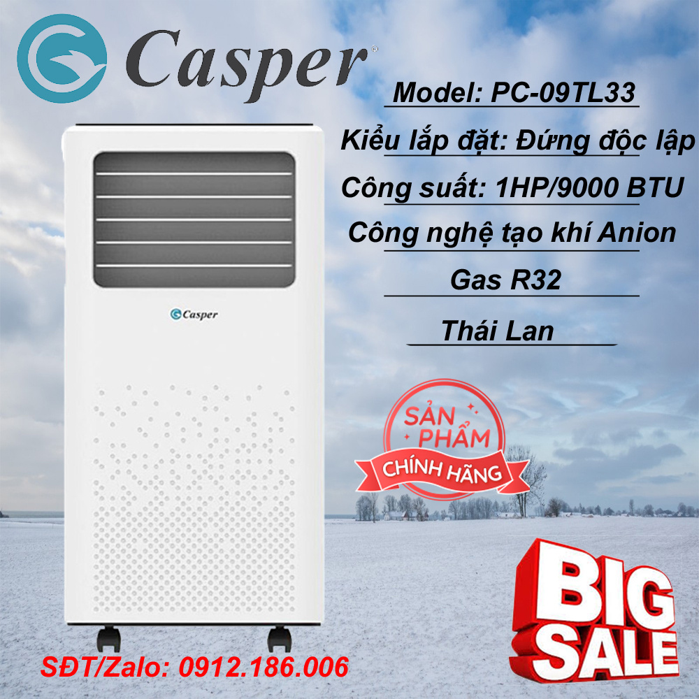 Máy lạnh di động Casper 9000BTU PC-09TL33 (1 HP) - Hàng Chính Hãng