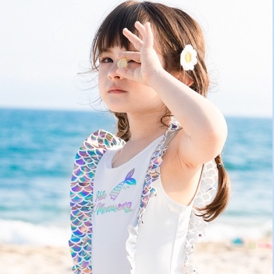 Children's Swimsuit With Swim Cap 1-6T Sleeveless Princess Beachwear Cute Toddler Girls Ruffled Swimsuits Summer One-Piece