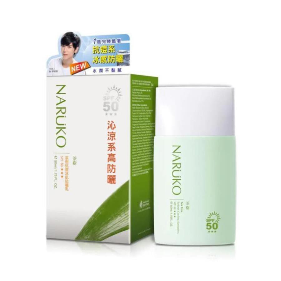 Kem chống nắng SPF 50 mát lạnh 50ml Naruko trà tràm Tea Tree Refresh Cooling Sunscreen SPF50 50ml