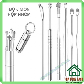 Bộ 6 dụng cụ vệ sinh tai ngoáy tai đồ lấy ráy tai Cao Cấp bằng thép không gỉ