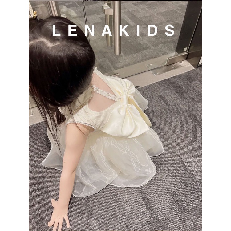 Đầm Công Chúa Hở Lưng Đính Nơ Thời Trang Mùa Hè 2022 Mới Cho Bé Gái