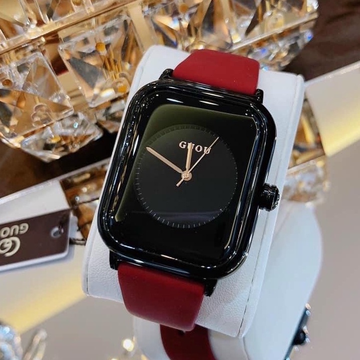 Đồng hồ nữ đẹp Guou dây cao su silicon mềm dẻo mặt vuông thời trang hàng cao cấp chống nước bảo hành 12 tháng -DH08 | BigBuy360 - bigbuy360.vn