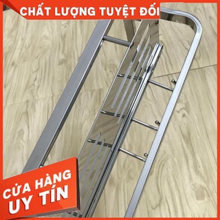 [ Hàng Chính Hãng ] Kệ Inox 304 đa năng kèm thanh treo kahwn, móc tiện dụng dán tường