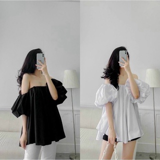 Áo trễ vai tay phồng sexy dáng dài rộng