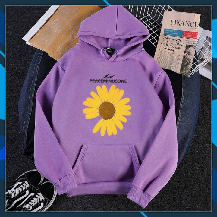 Áo Hoodie Chui Đầu Hoa Cúc có mũ FREE SIZE nam nữ đều mặc được