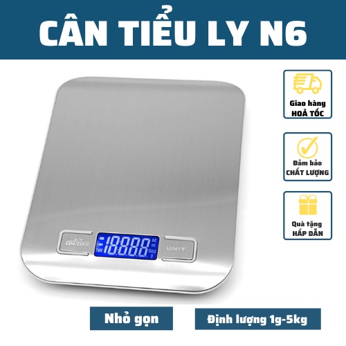 Cân nhà bếp tiểu ly điện tử mini làm bánh Chống nước N6 định lượng 1-10kg cao cấp độ chính xác cao nhỏ gọn tiện lợi