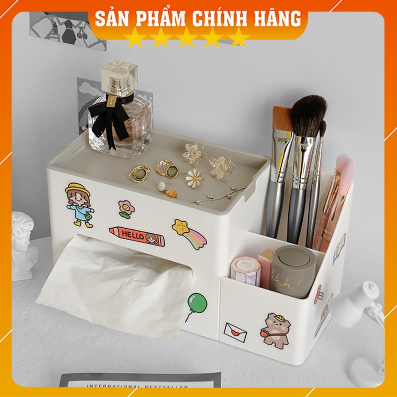 Kệ đựng bút để bàn 🔥FREESHIP🔥 Ống cắm bút để bàn kèm hộp đựng giấy đa năng