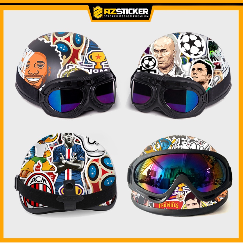 Sticker Bóng Đá - Decal Dán Hình Cầu Thủ Bóng Đá Cắt Sẵn Từng Hình Chất Liệu PVC Chống Nước Dán Mũ