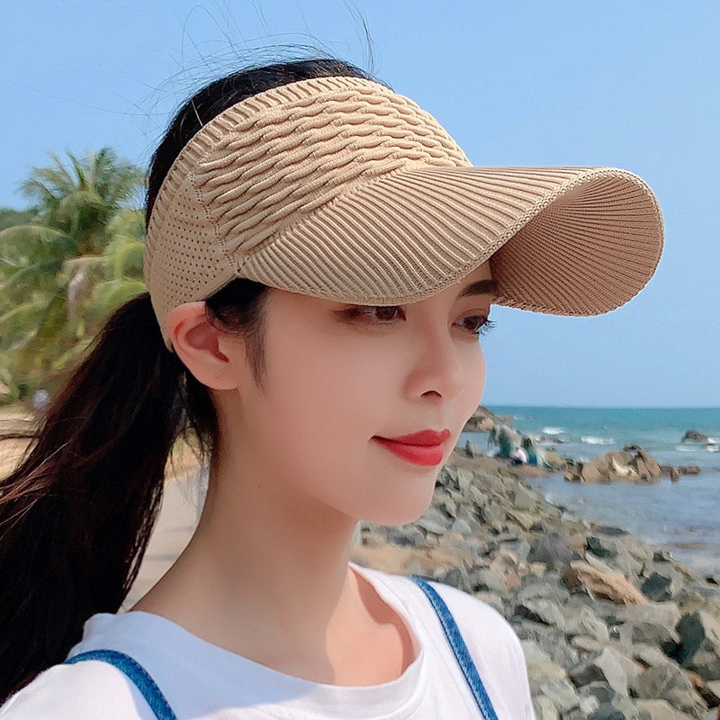 Nón Lưỡi Trai Hở Chóp Bằng Polyester Chống Tia Cực Tím/Nắng Màu Trơn Thời Trang Mùa Hè Thoáng Khí
