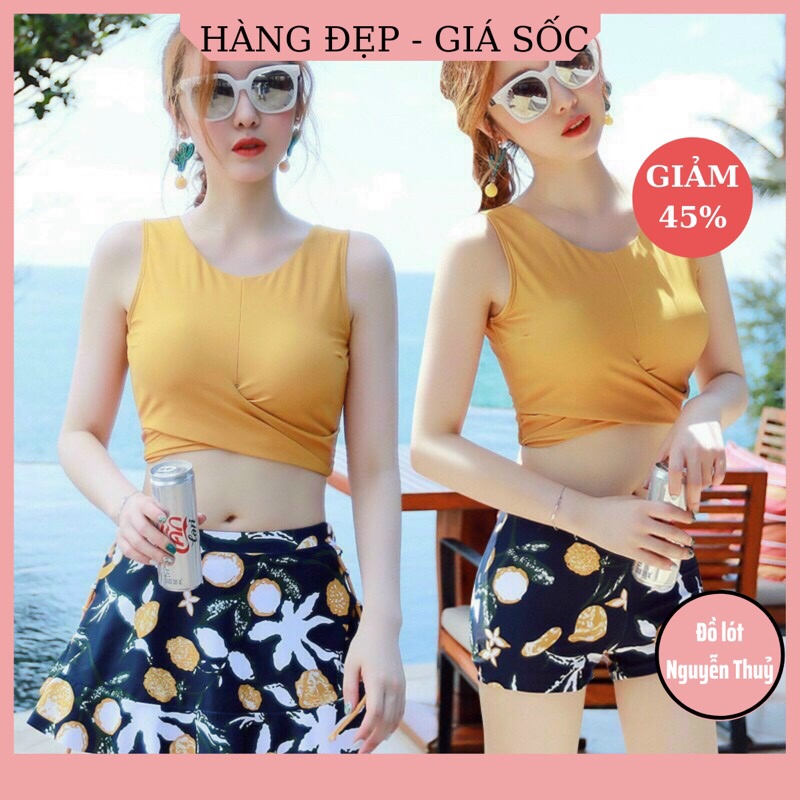 Set bộ tắm biển cao cấp có đệm ngực gồm áo , quần, váy