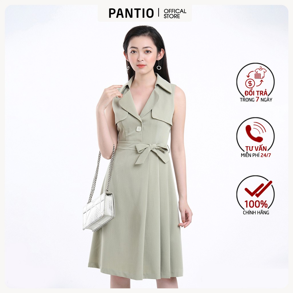 Đầm công sở chất liệu Tuýt-si dáng chữ A không tay FDC52678 - PANTIO