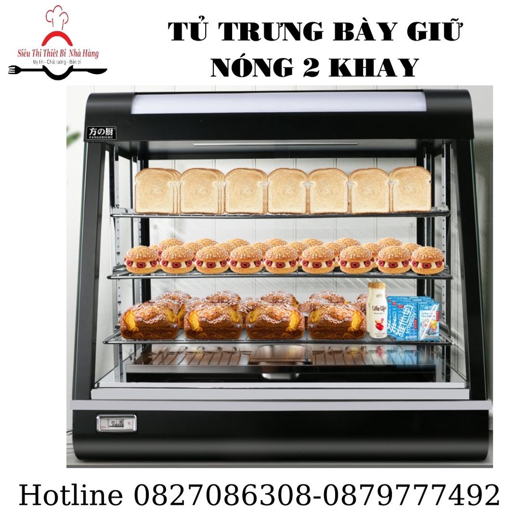 Tủ trưng bày giữ nóng gà rán,Khoai Tây,KFC, bánh mỳ,Tủ giữ nóng thức ăn kính vuông 601