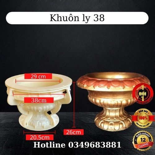 Khuôn đúc chậu cảnh Ly 38, Dùng làm chậu cây cảnh bonsai ngoài trời mới 100% nhựa ABS cao cấp cực bền