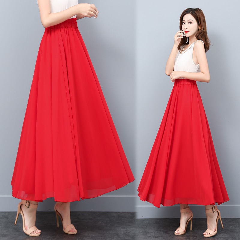 [M &amp; E] Chân Váy Voan Dáng Dài Lưng Cao Dáng Ôm Thời Trang Xuân Hè Dành Cho Nữ Nhảy Múa