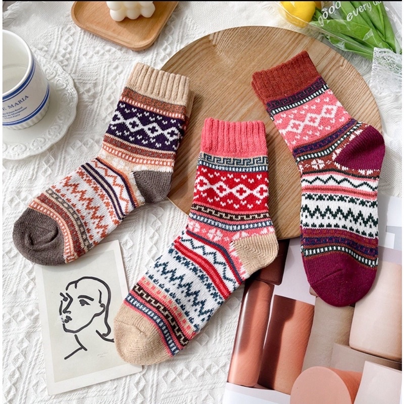 [TonaShoe] Tất Thổ Cẩm Hoạ Tiết Vintage Nam Nữ M1