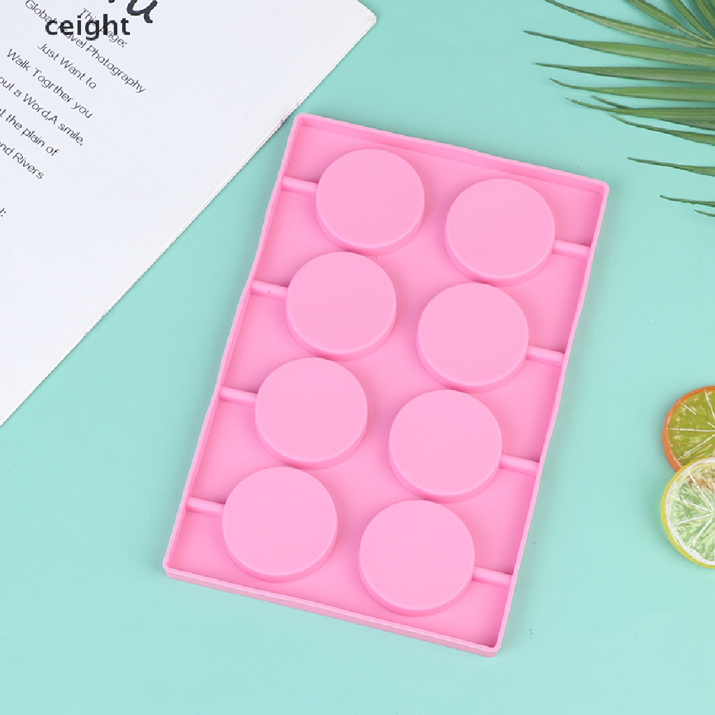 Khuôn Silicon Làm Kẹo Mút Hình Tròn 8 Lỗ Tiện Dụng Cho Nhà Bếp