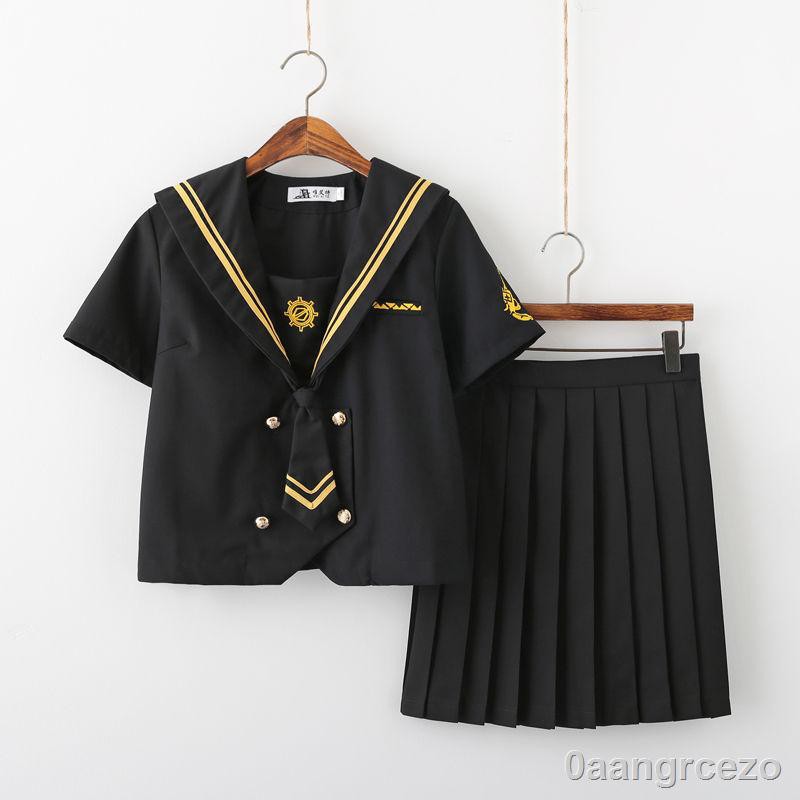 ♛❀☃Đồng phục lính ngự lâm chính thống Nhật Bản học sinh viên màu đen sẫm Sailor suit xấu váy dài phong cách đại