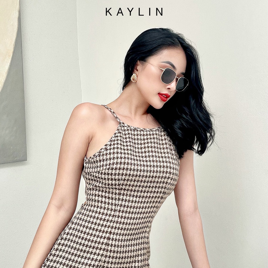 Đầm hở lưng họa tiết dích dắt N1713 - KAYLIN