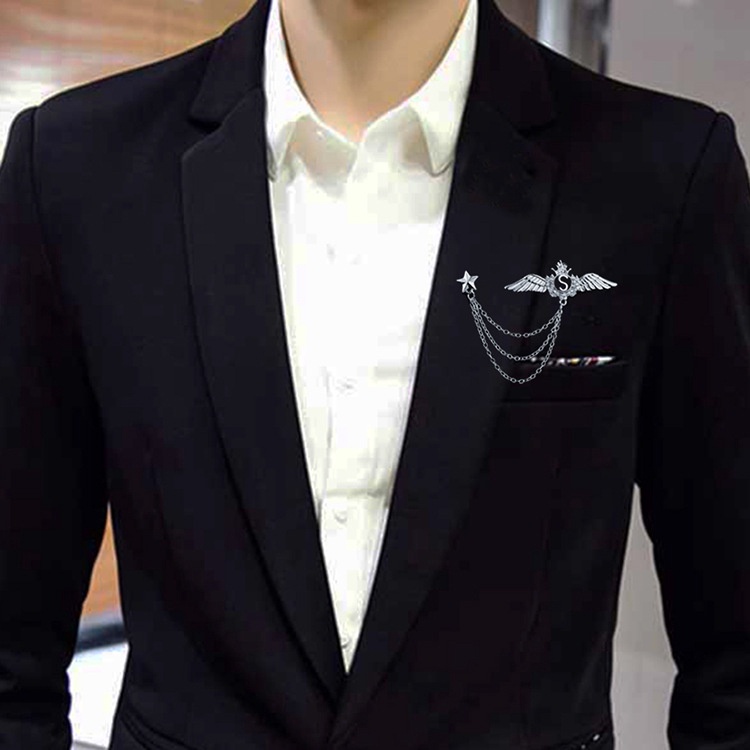 Ghim cài áo EFAN thiết kế ngôi sao năm cánh và đôi cánh phong các Anh Quốc thời trang dành cho cả nam và nữ