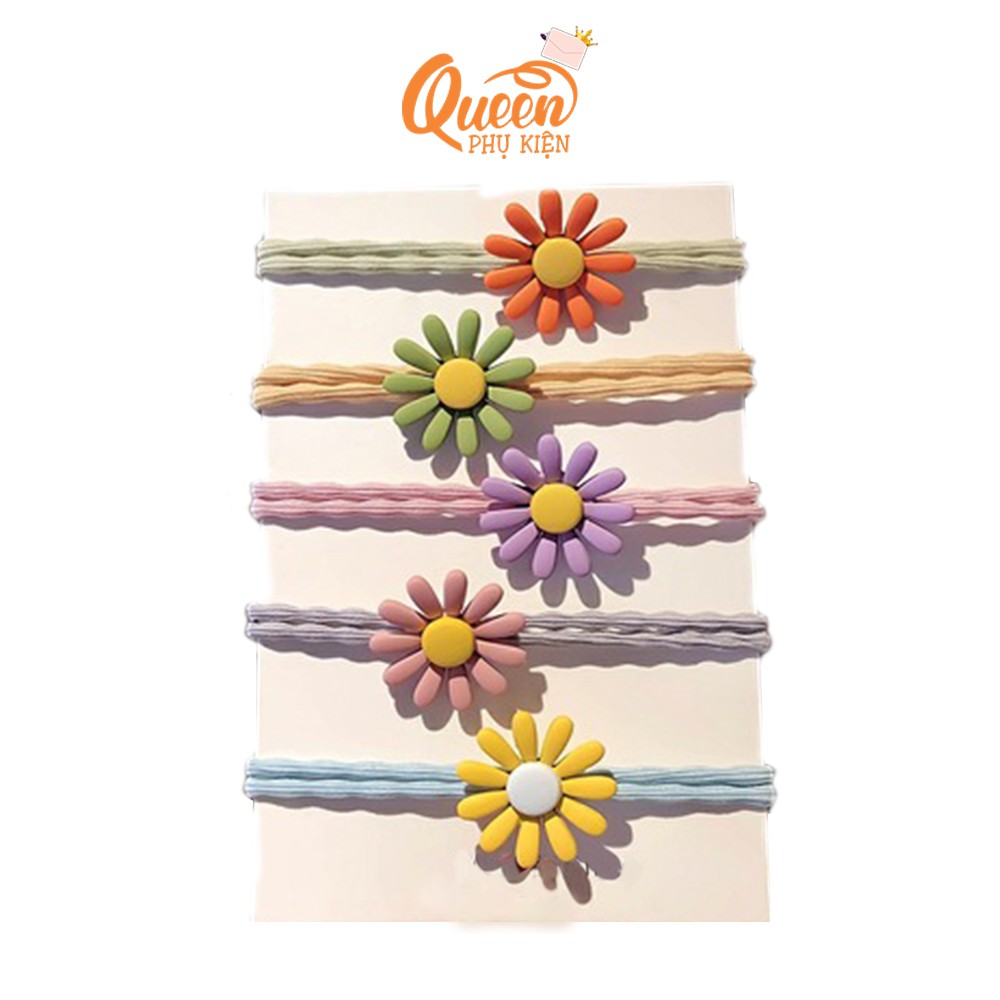 Dây Thun Buộc Tóc Đính Gắn Hoa Cúc Thời Trang Dễ Thương