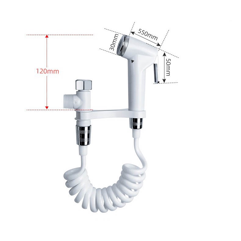 Bộ vòi xịt vệ sinh toilet VHX2 áp lực cao kèm dây PU lò xo dài 1.5m và giá đỡ không cần khoan tường