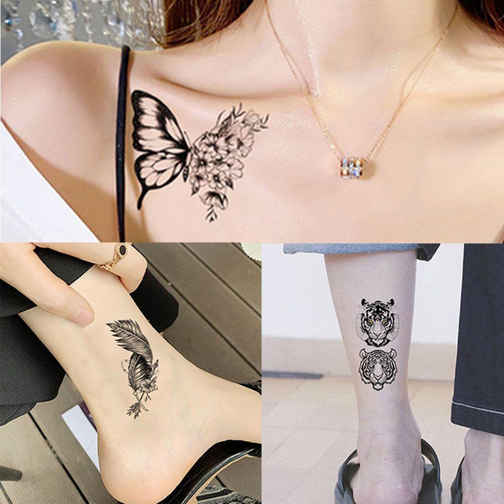 KENT1 Hình Xăm Dán Tạm Thời Họa Tiết Bướm Hổ Lông Vũ Thời Trang Dễ Sử Dụng