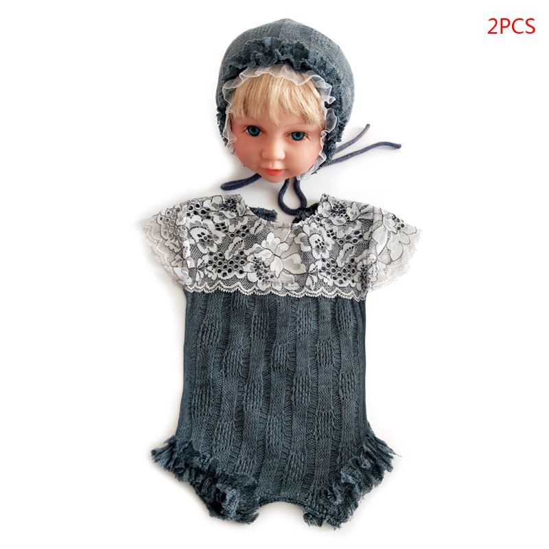 Mary☆2 Pcs/set New Children Photography Clothing Knit Hat Clothes Newborn Full Moon Baby Photo Props