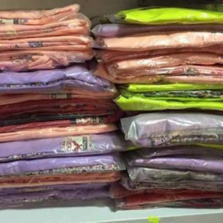 Bộ uni trơn áo cotton, quần thô