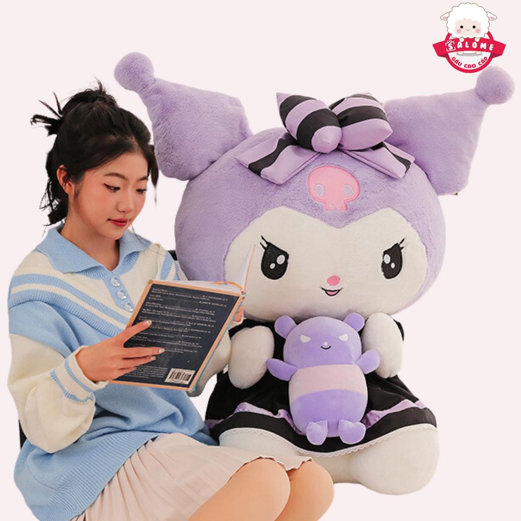 Gấu Bông Con Mèo Kurome Tím Ôm Chuột Mặc Váy Lolita Salome Cute, Qùa Tặng Cao Cấp
