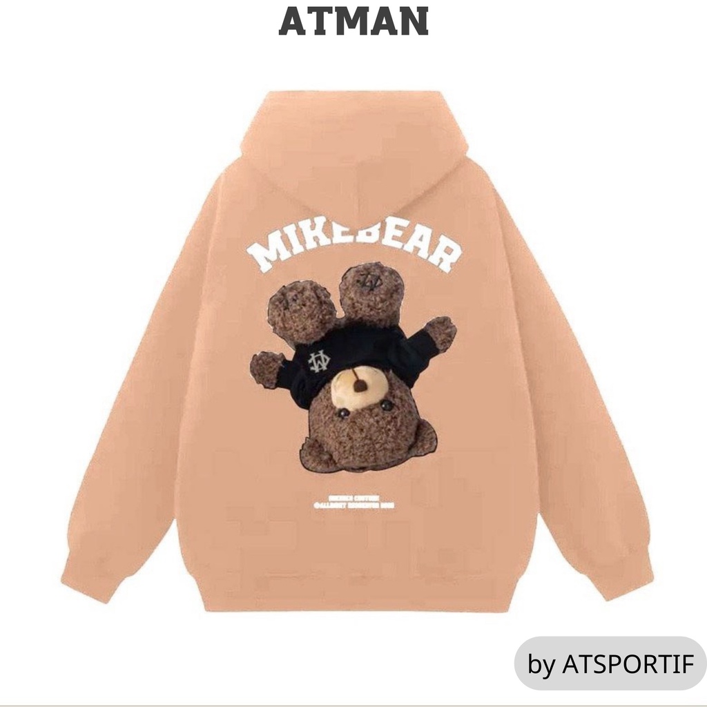 Áo Khoác Hoodie MIKE BEAR nỉ bông tay dài unisex dáng rộng, năng động, thời trang ATMAN
