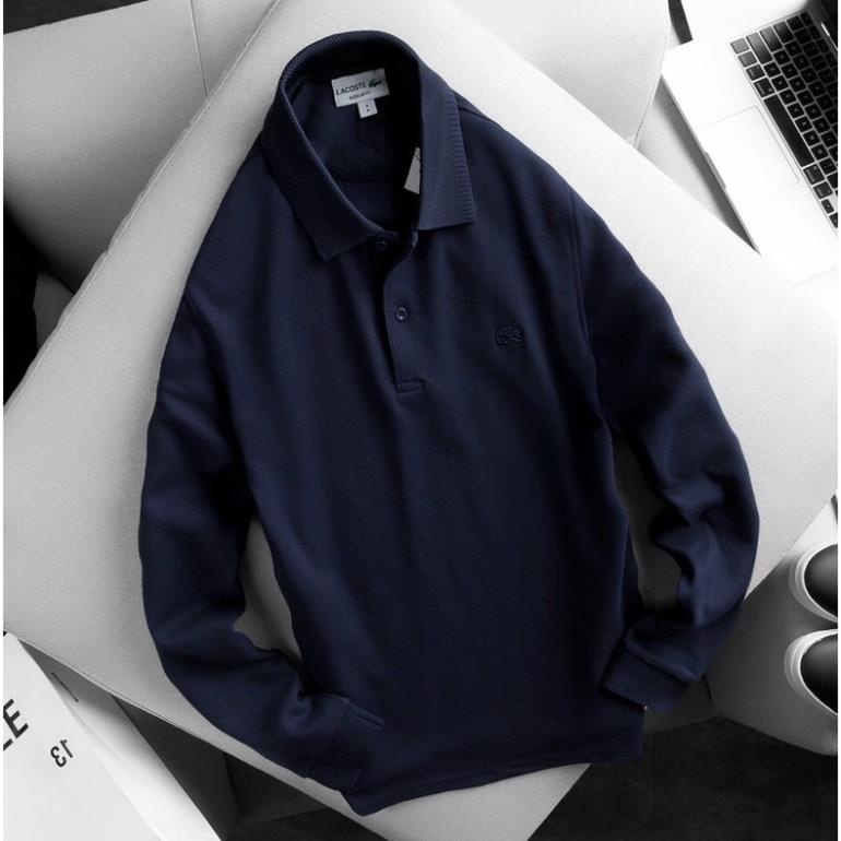 Áo thun nam dài tay Lacoste cổ bẻ cotton cá sấu co giãn chuẩn form 🥇