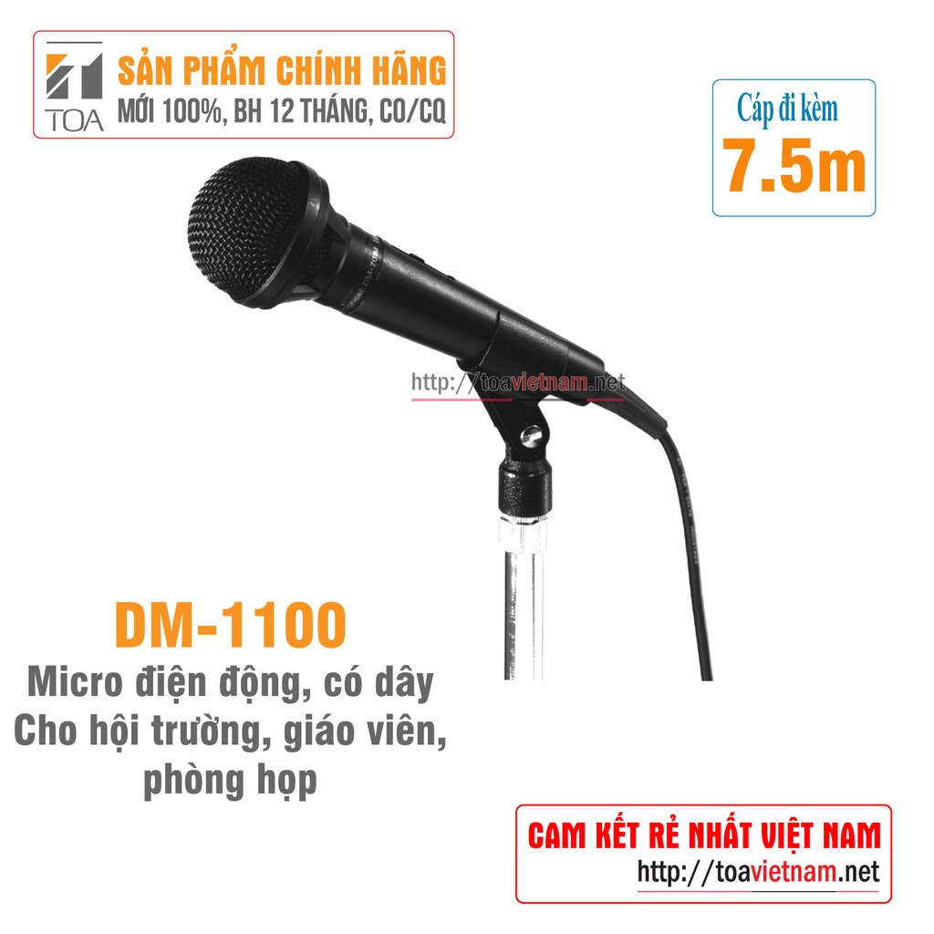 Micro cầm tay có dây, micro giáo viên, micro hội trường, Mic hát karaoke hay: TOA DM-1100