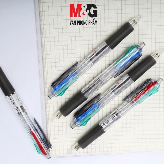 Bút bi 4 ngòi M&G ABP80371 ngòi 0.7 mm-ngòi màu xanh dương, xanh lá, đỏ, đen