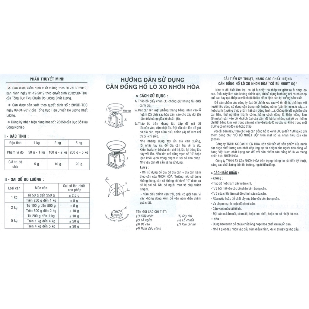 CÂN NHƠN HÒA 15KG - HÀNG CHÍNH HÃNG CÔNG TY (NGUYÊN HỘP)