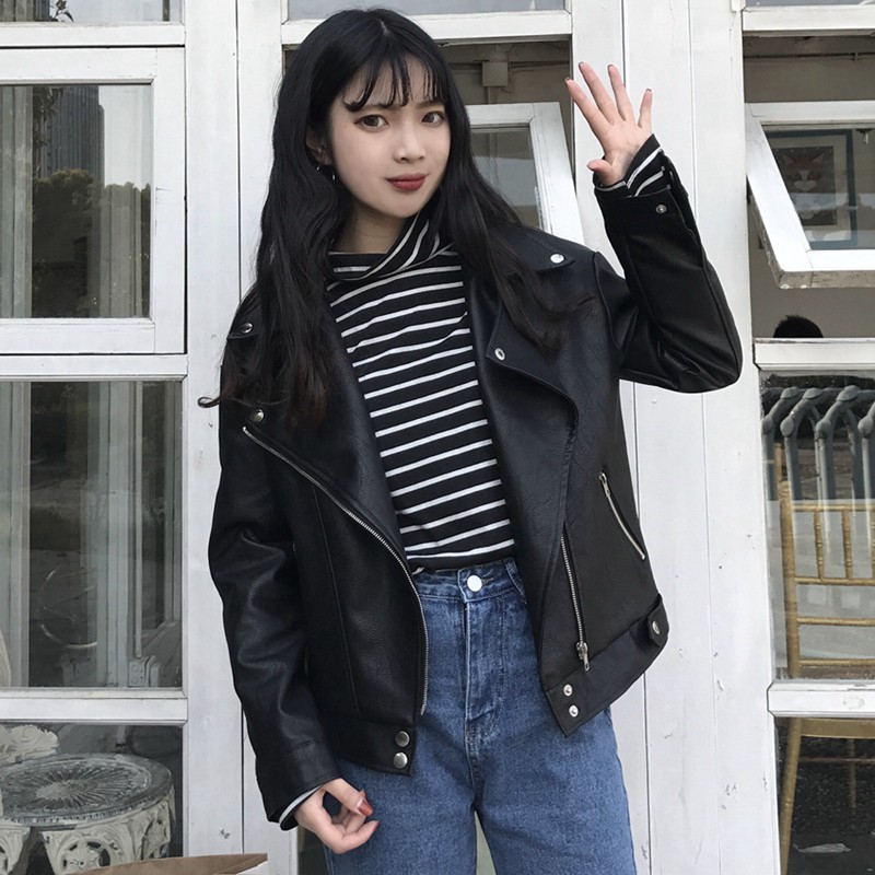 ÁO KHOÁC DA THU ĐÔNG NỮ ULZZANG