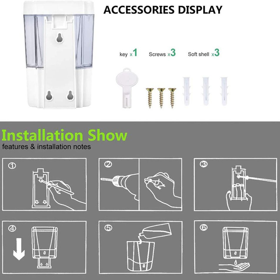 [atn]  700ML Automatic Sensor Electric Wall Mounted Liquid Soap Dispenser