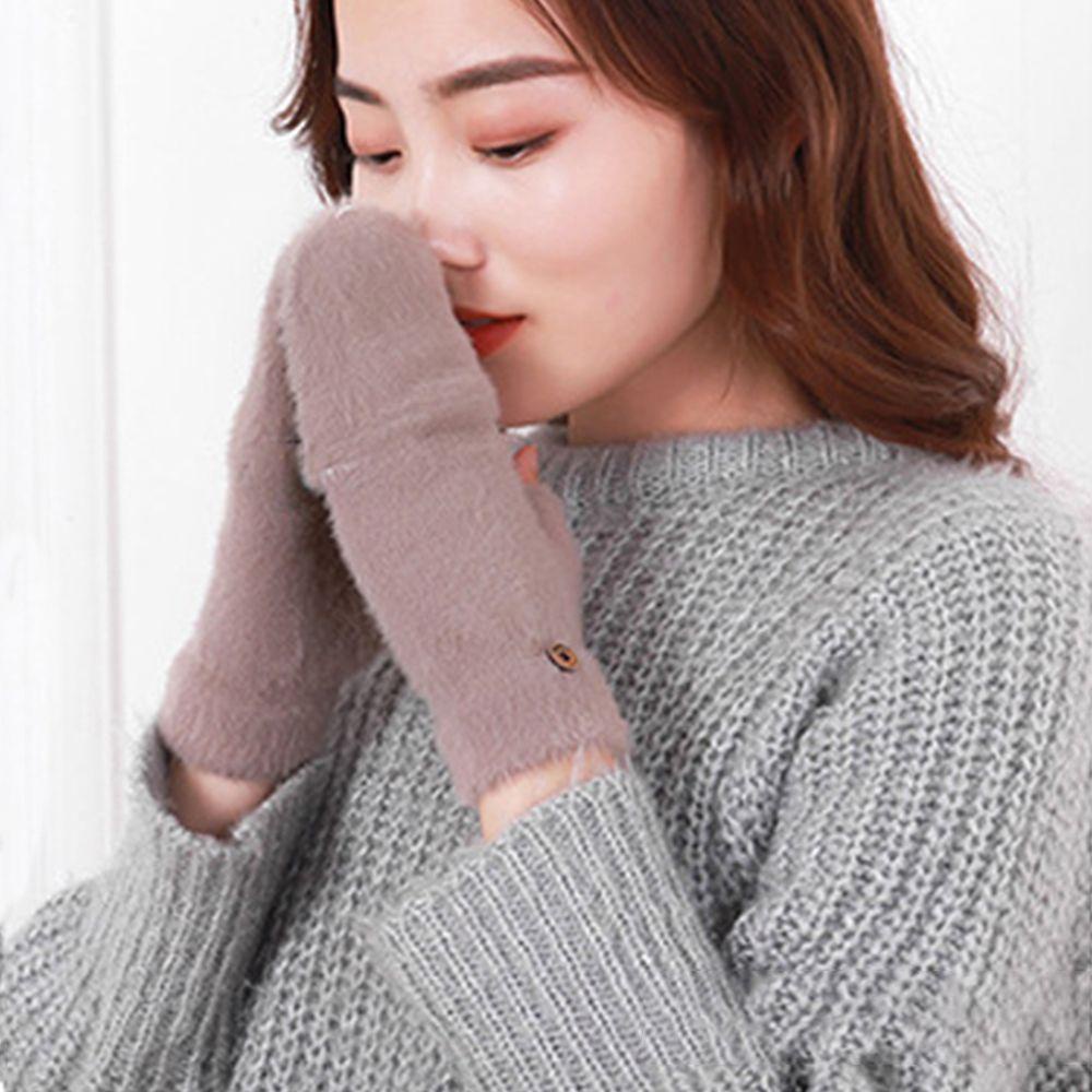 QQMALL Găng Tay Hở Ngón Giữ Ấm Mùa Đông Cho Nữ