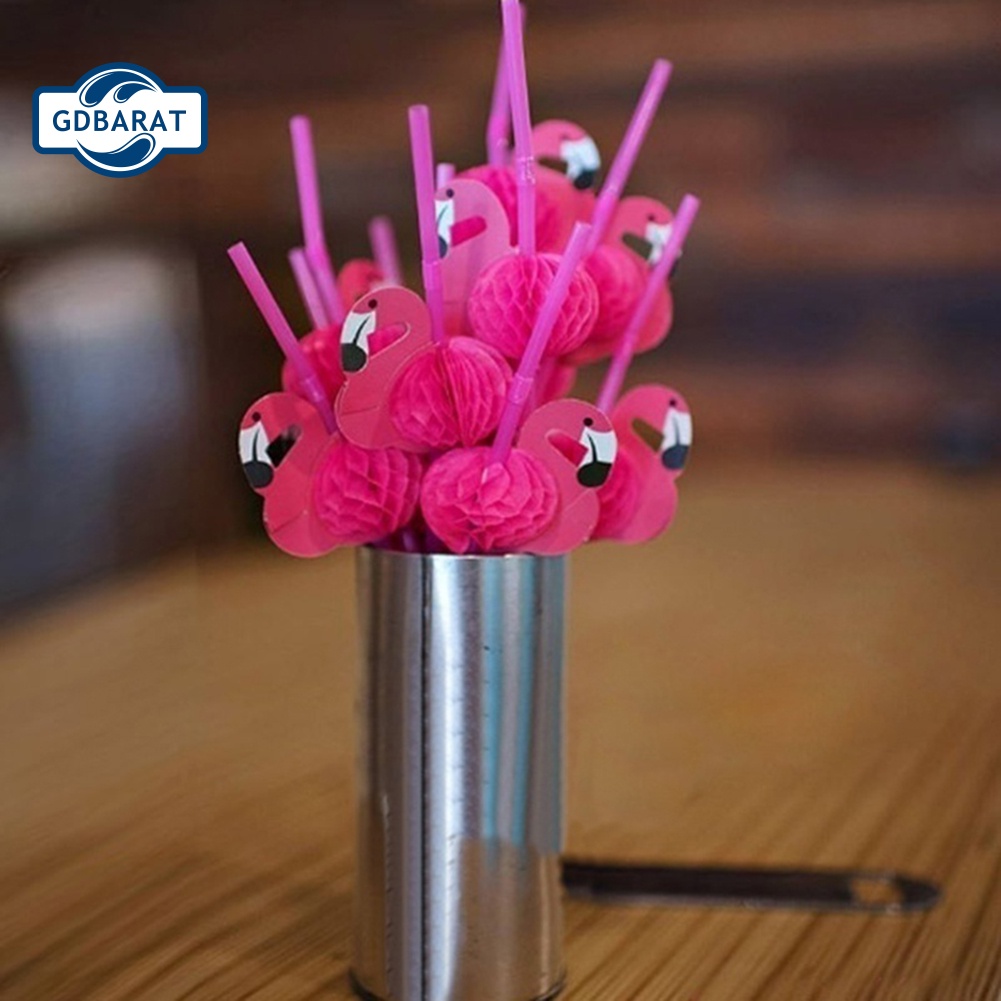 Bộ 50 Ống Hút Uống Cocktail Hình Chim Hồng Hạc