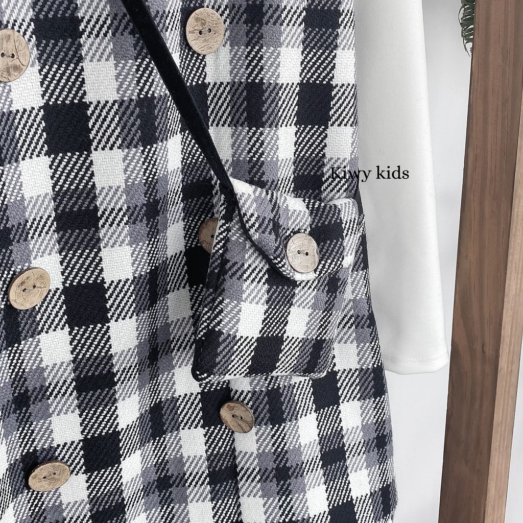 Set váy dạ Tweed kèm áo KIWY KIDS20 túi phong cách tiểu thư cho bé gái từ 1 đến 10 tuổi